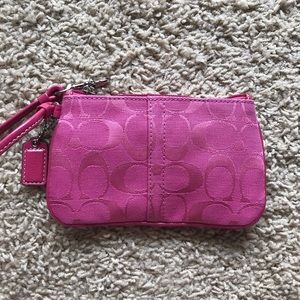 New Coach Pink Jacquard Wristlet F42391